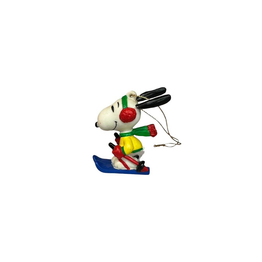 Vintage Peanuts Snoopy Skiing Ornament Santa Dog United Feature Syndicate - Picture 3 of 7